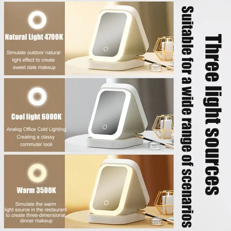LED Mirror Makeup Organizer Box