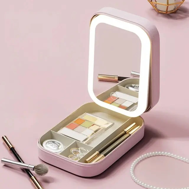 LED Mirror Makeup Organizer Box