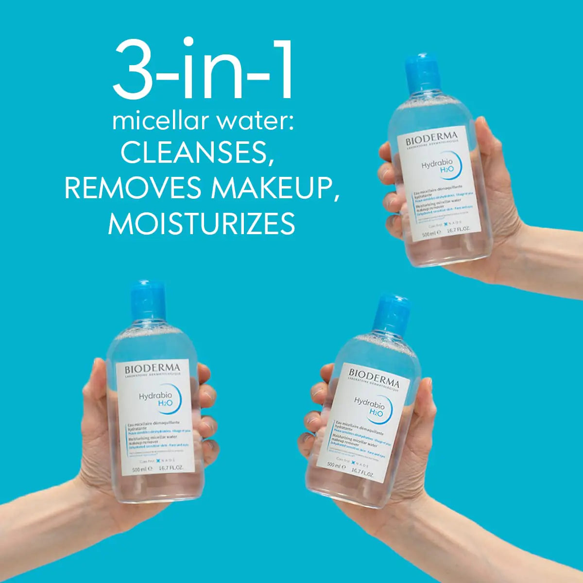 Bioderma - Hydrabio H2O Micellar Water - Face Cleanser and Makeup Remover - Skincare for Sensitive Skin