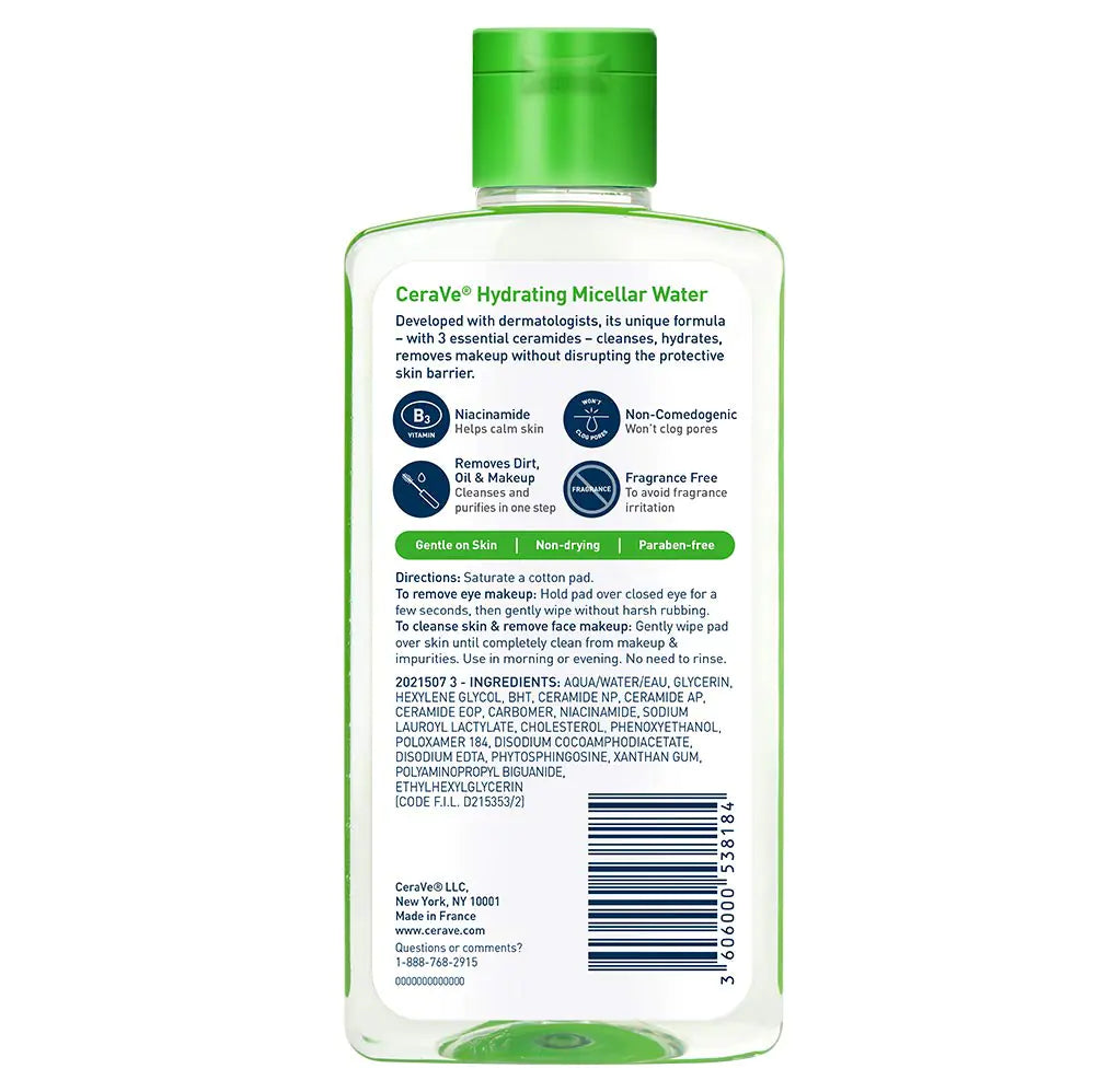 CeraVe Micellar Water | Hydrating Facial Cleanser & Eye Makeup Remover | Fragrance Free Skincare & Non-Irritating