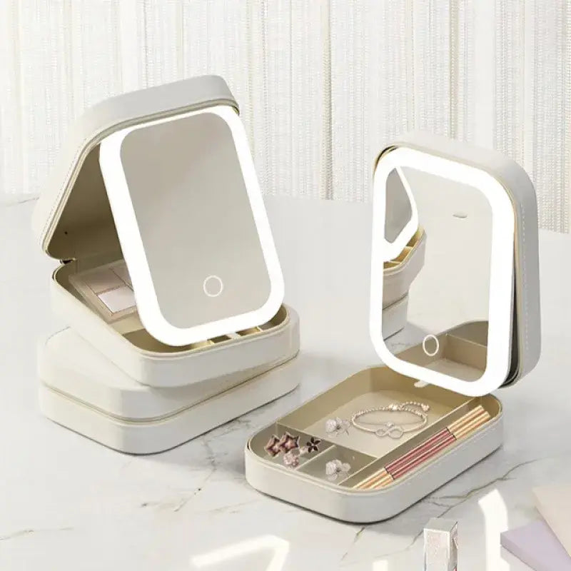 LED Mirror Makeup Organizer Box