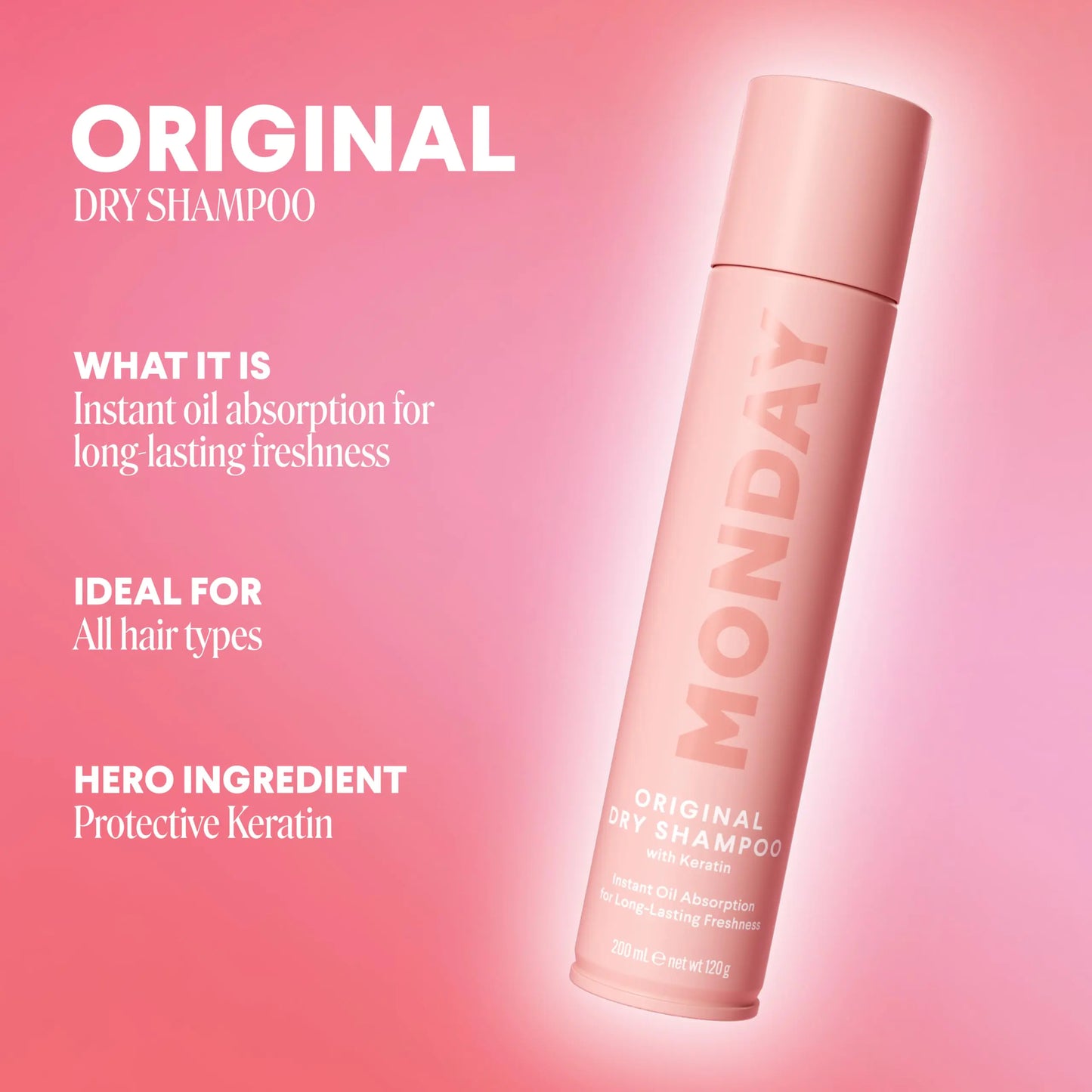 MONDAY HAIRCARE Dry Shampoo - Freshens Hair, Absorbs Oil, Nourishes with Keratin