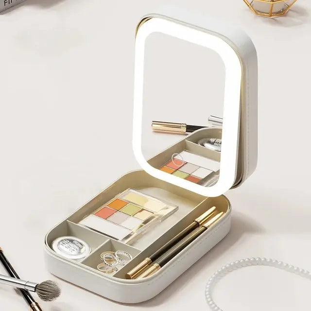 LED Mirror Makeup Organizer Box