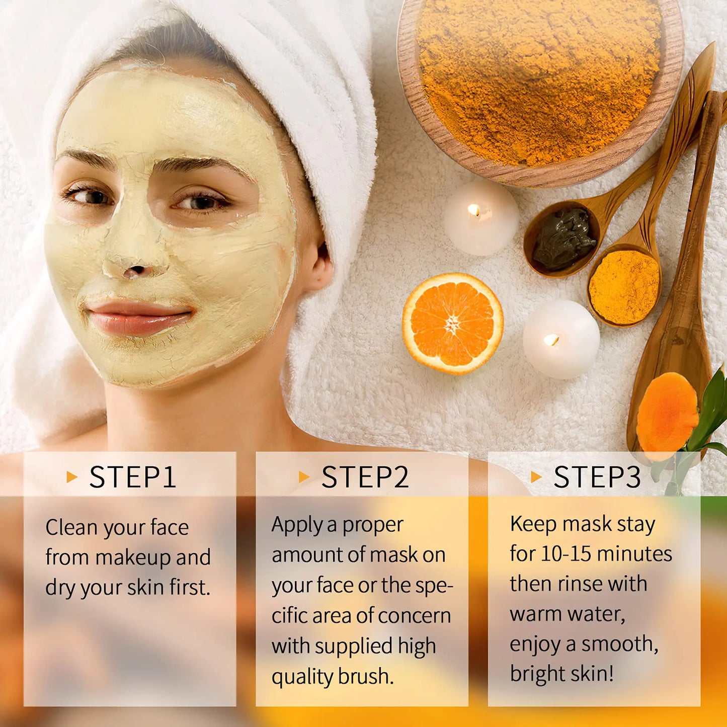 Vitamin C Face Mask with Kaolin Clay and Turmeric for Dark Spots