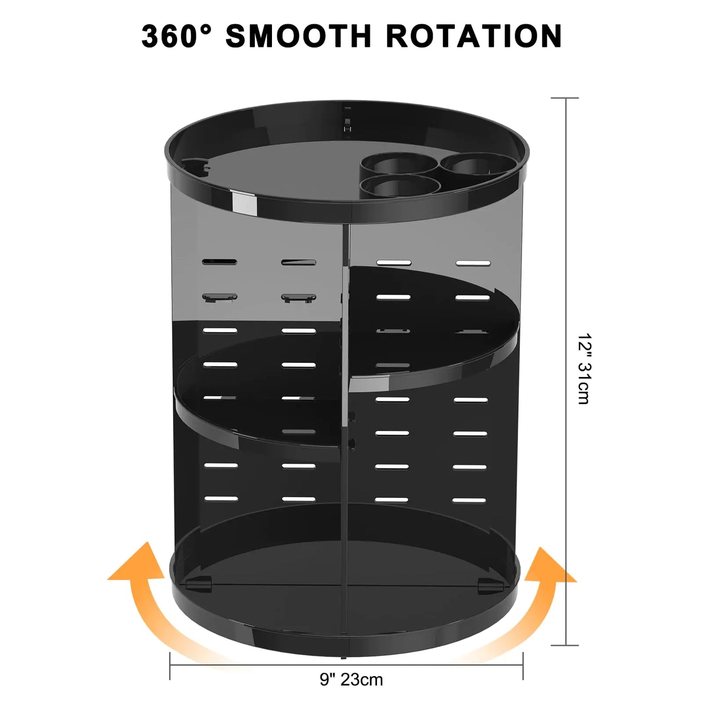 Black Rotating Makeup Organizer for Vanity