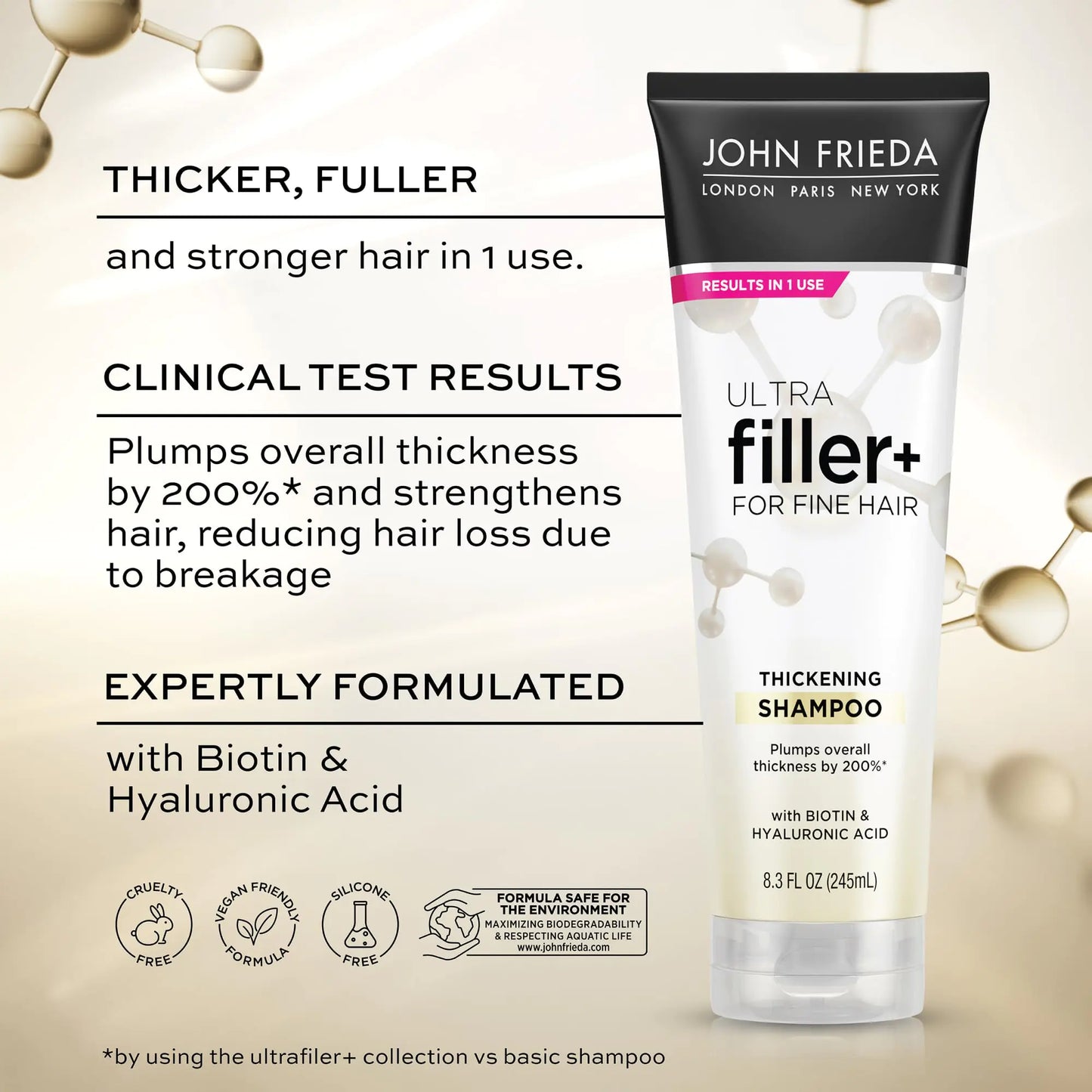 John Frieda ULTRAfiller+ Thickening Shampoo for Fine Hair, Volumizing Shampoo