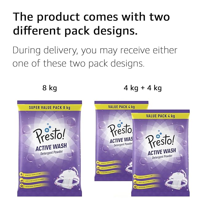 Presto! Active Wash Detergent Powder | 8 Kg
