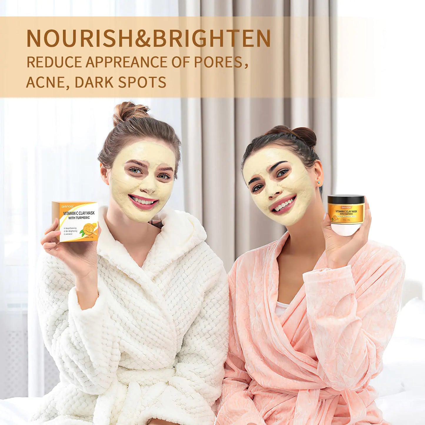 Vitamin C Face Mask with Kaolin Clay and Turmeric for Dark Spots