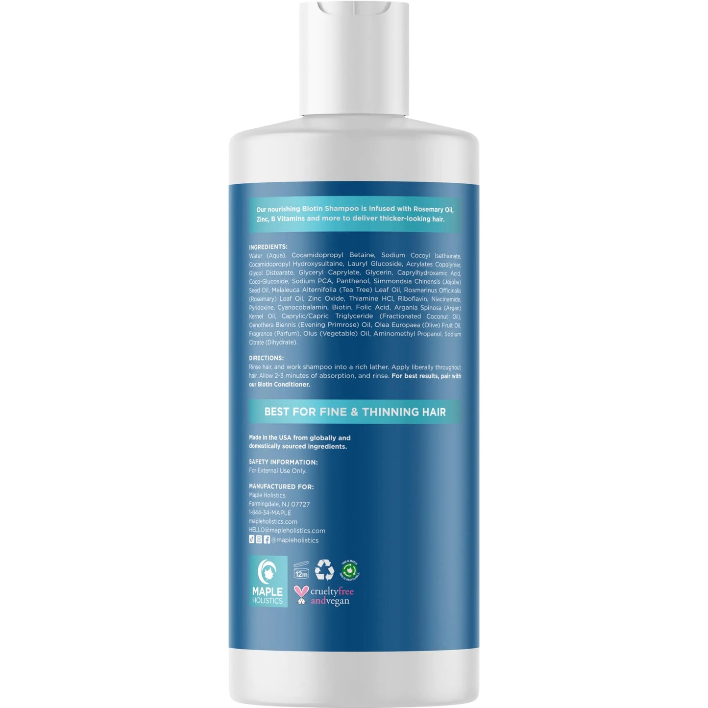 Rosemary and Biotin Shampoo - for Dry Damaged Weak and Thin Hair Care