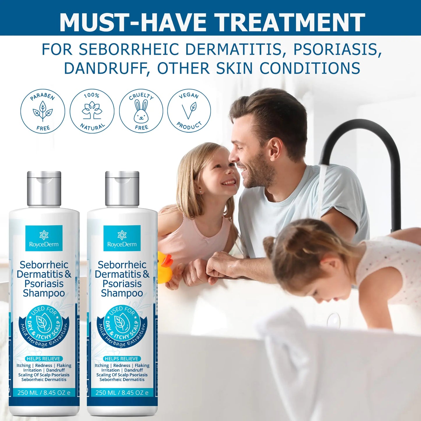 Roycederm Psoriasis Shampoo, Dandruff Shampoo, Dry Itchy Scalp Treatment