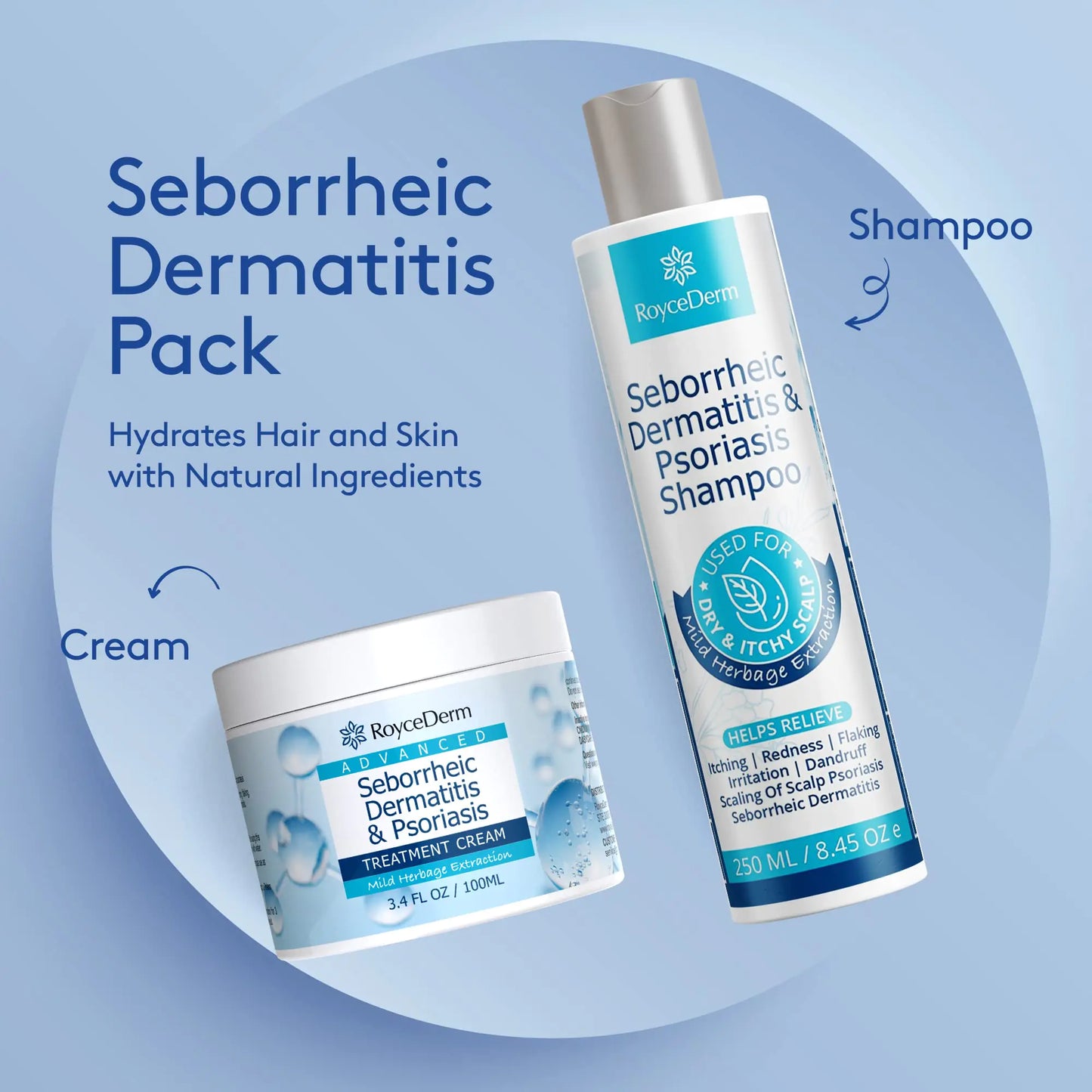 Roycederm Psoriasis Shampoo, Dandruff Shampoo, Dry Itchy Scalp Treatment