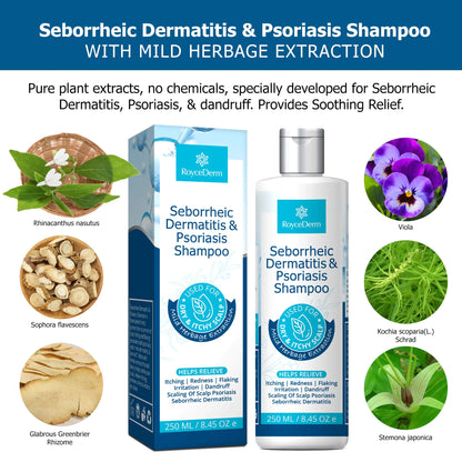 Roycederm Psoriasis Shampoo, Dandruff Shampoo, Dry Itchy Scalp Treatment