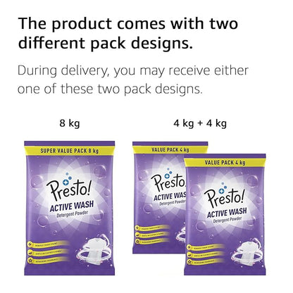 Presto! Active Wash Detergent Powder | 8 Kg